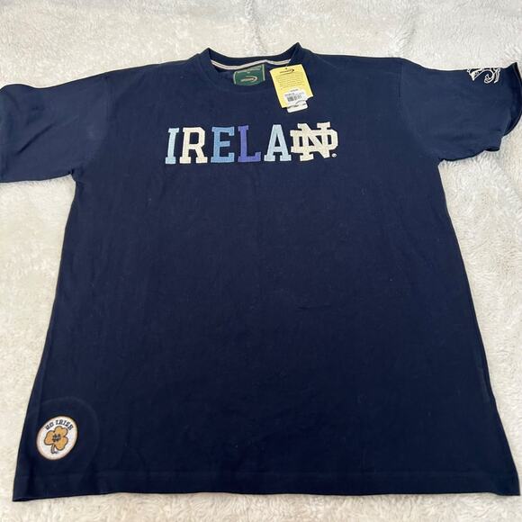 Norte Dame College NWT Mens Navy Embroidered Logo T Shirt Sz XL School Spirit - Picture 2 of 7